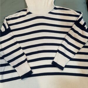 LOFT Striped Navy and White Sweater